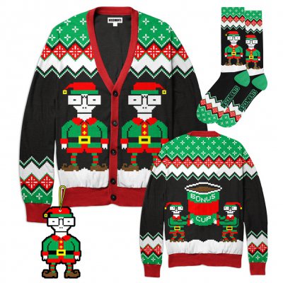 descendents - 2018 Holiday Sweater + Socks + Elves Ornament Bundle