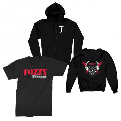 fozzy - Skull Zip Up Hoodie + Judas Knife Tee Bundle